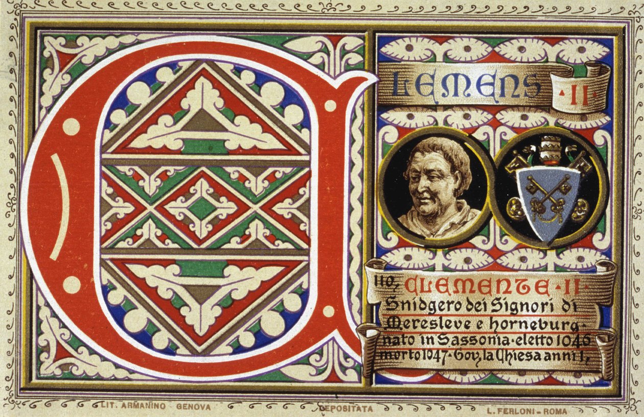 Papa Clemente II (1046-1047). Cromolitografia de 1903. de Unbekannter Künstler