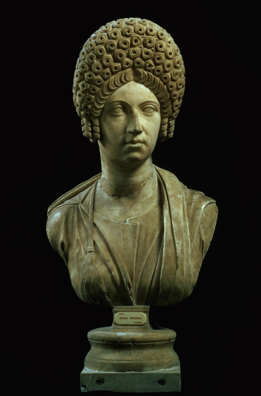 Retrato de uma senhora, romana, dinastia flamenga, c.69-96 d.C. (mármore) de Unbekannt