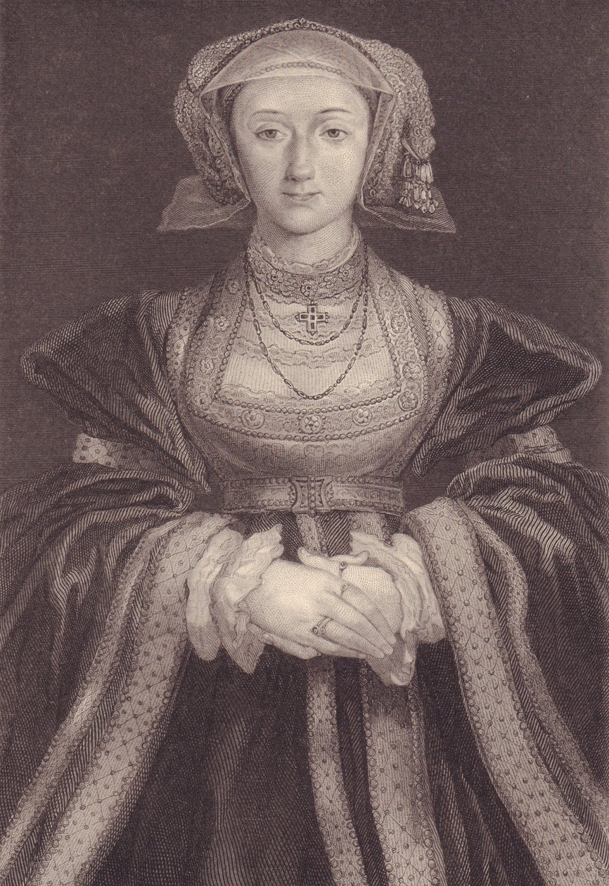 Retrato de Ana de Cléves (1515-1557), Rainha de Inglaterra, gravura de William M. Timlin