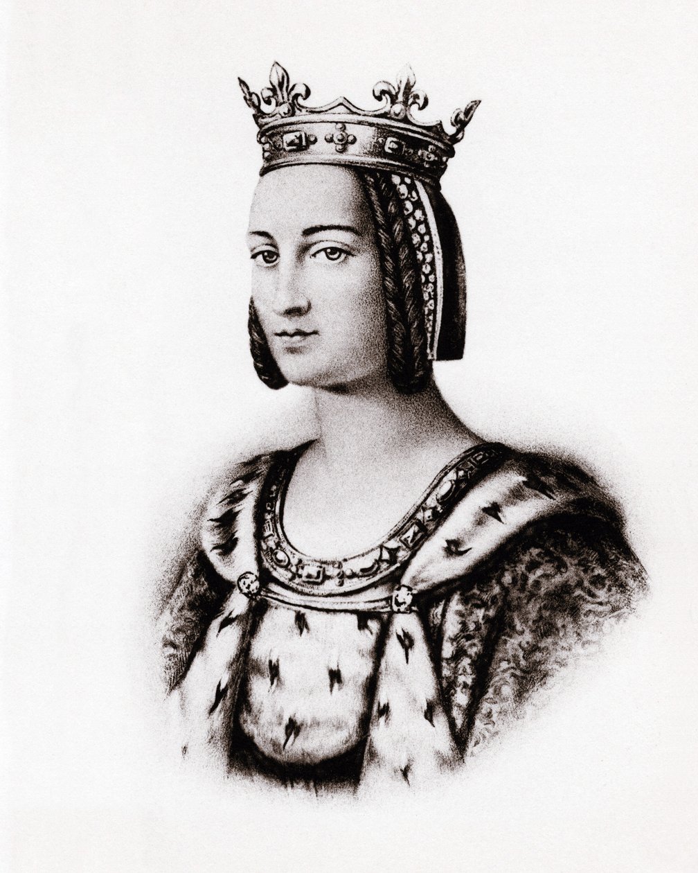 Retrato de Charlotte de Savoie (1445-1483), rainha de França, gravura, sd. de Unbekannter Künstler