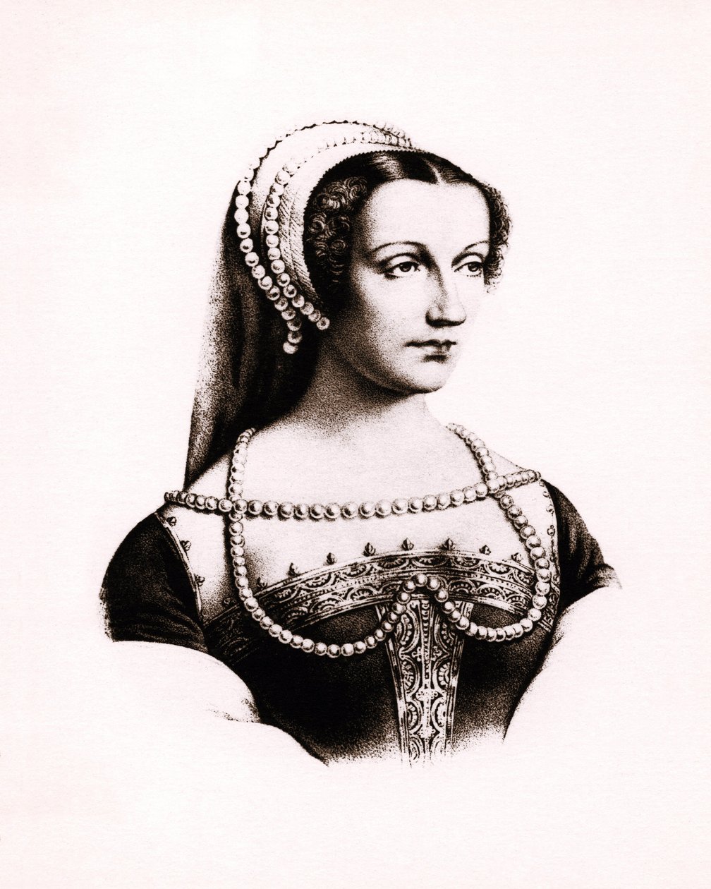 Retrato de Claude de France (1490-1524) Rainha de França, gravura, sd. de Unbekannter Künstler