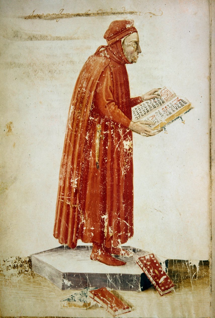 Retrato de Coluccio Salutati, político florentino e humanista (miniatura) de Unbekannter Künstler