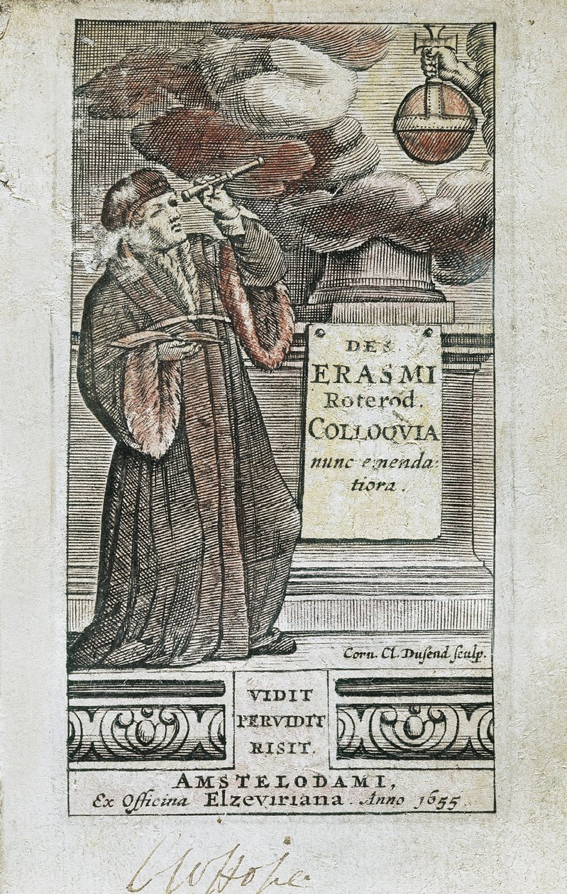 Retrato de Erasmo incluído na primeira página de "Colloquia de Unbekannter Künstler