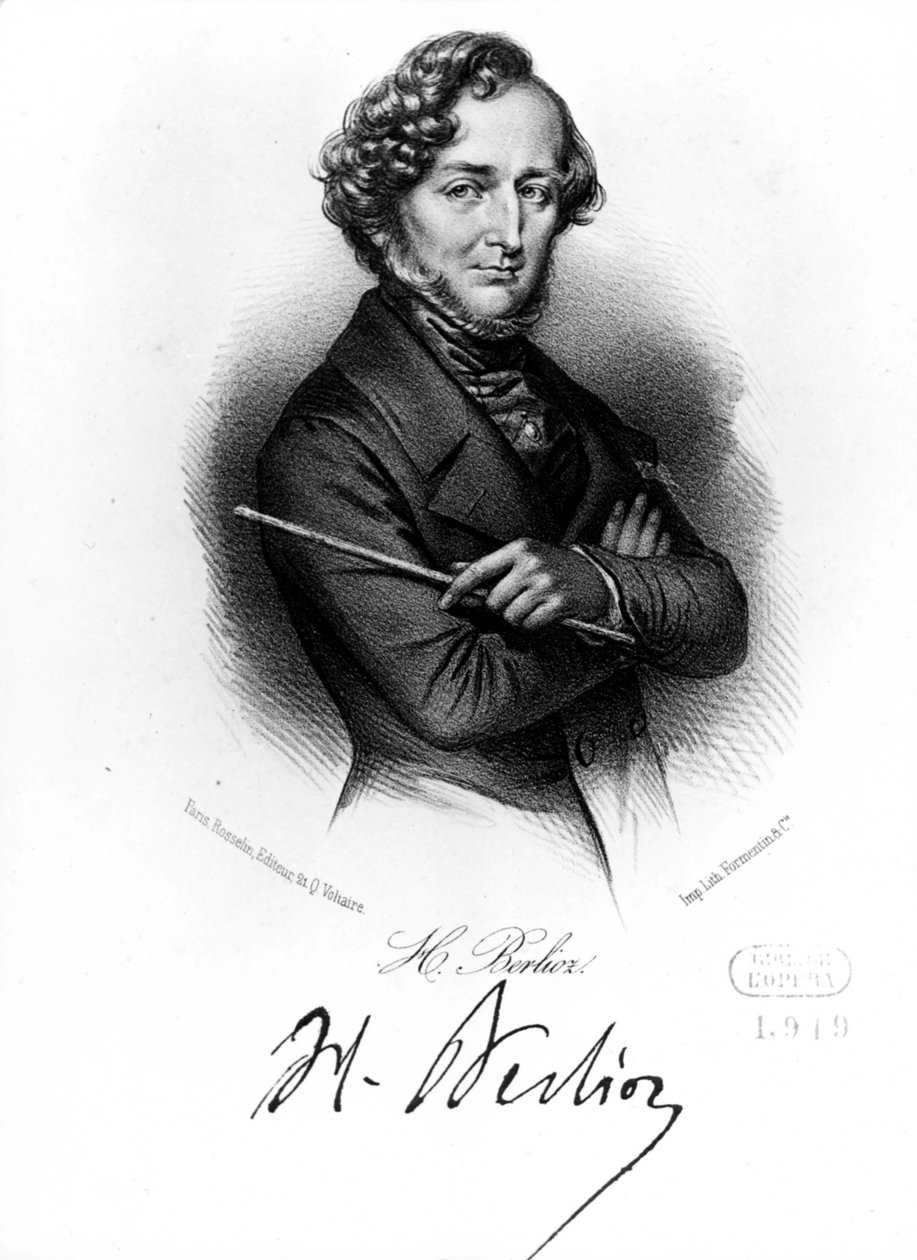 Retrato de Hector Berlioz. sd. Gravura do século XIX. de Unbekannt