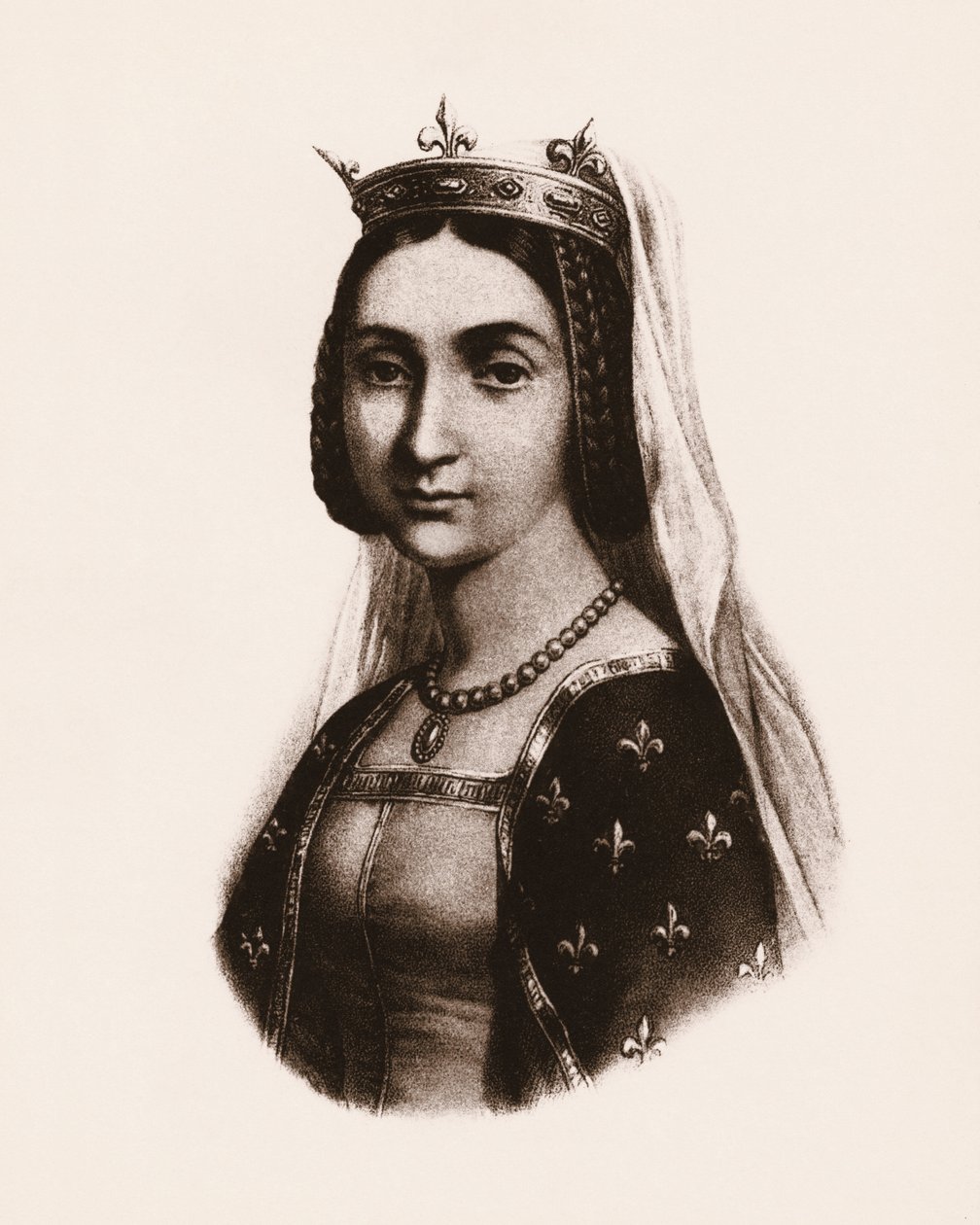Retrato de Joana de França ou Valois (1464-1505), rainha de França. Gravura de Unbekannter Künstler