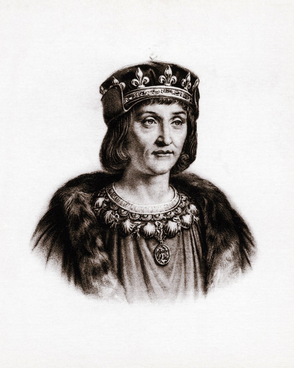 Retrato de Luís XII (1462-1515), rei de França. Gravura de Unbekannter Künstler