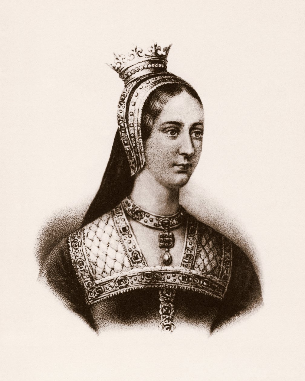 Retrato de Maria Iere de Inglaterra (ou Maria Tudor) (1497-1534) Rainha de França, gravura, sd. de Unbekannter Künstler