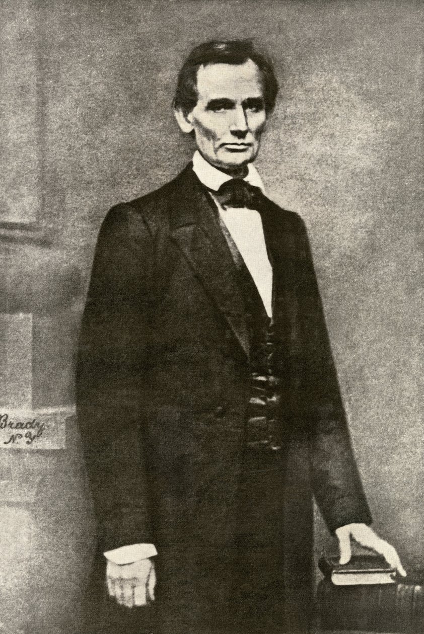 Retrato do Presidente Abraham Lincoln (1809-1865). Reprodução de uma fotografia de Matthew Brady. de Unbekannter Künstler