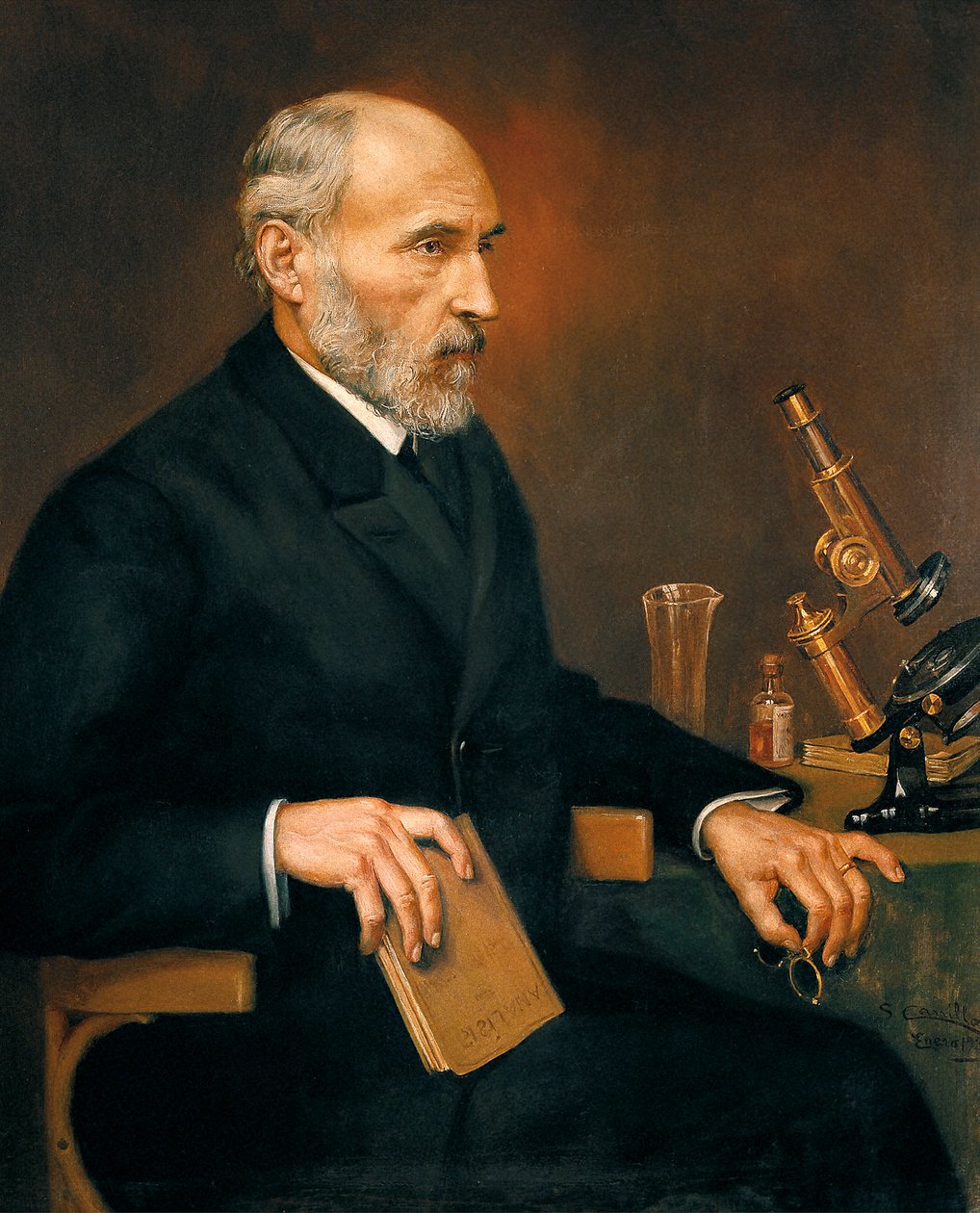 Retrato de Santiago Ramon y Cajal (1852-1934), médico espanhol pai da neurociência de Unbekannter Künstler