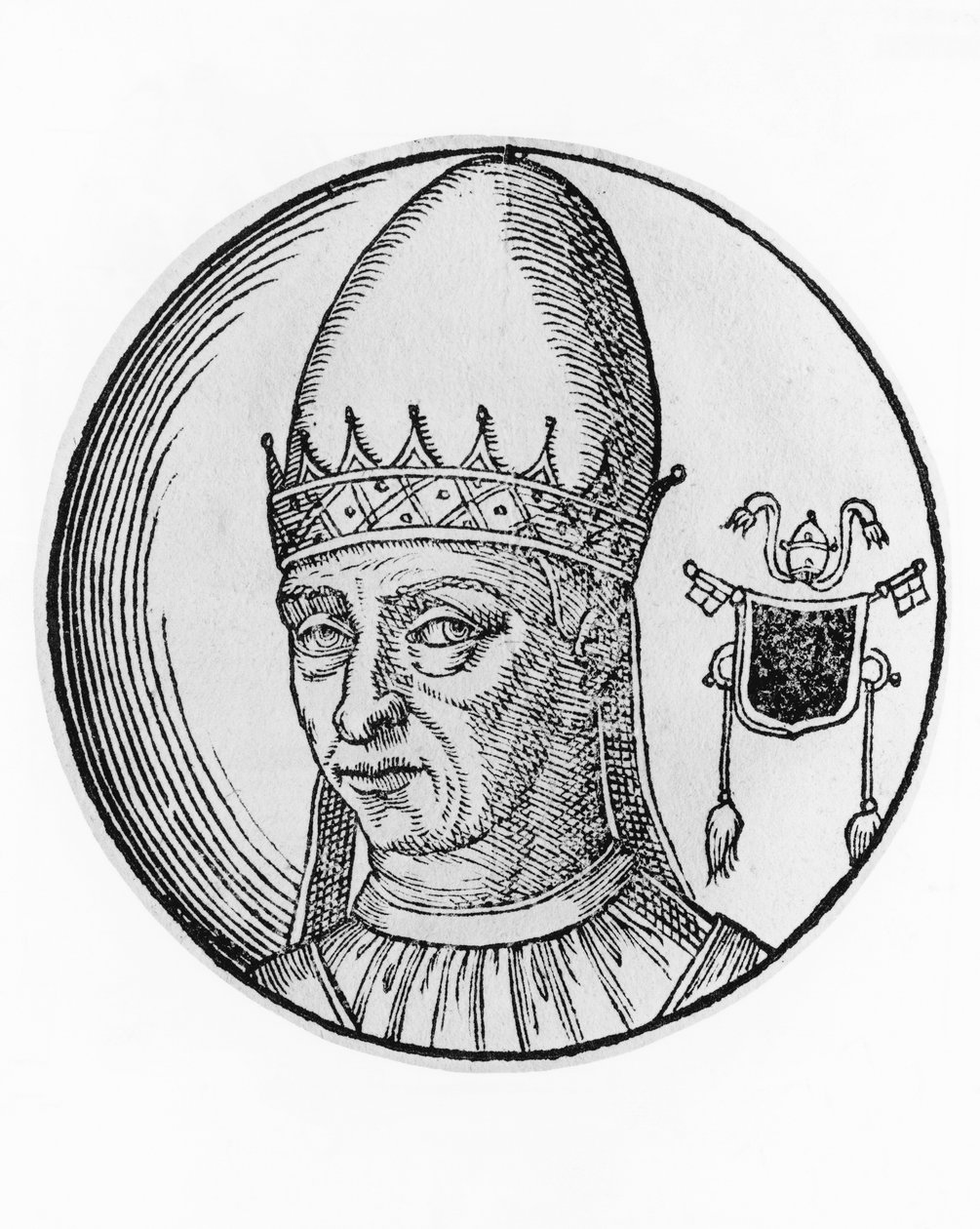 Retrato de Estêvão III, ou IV (720-772), 94º Papa da Igreja Católica de 768, gravura de William M. Timlin