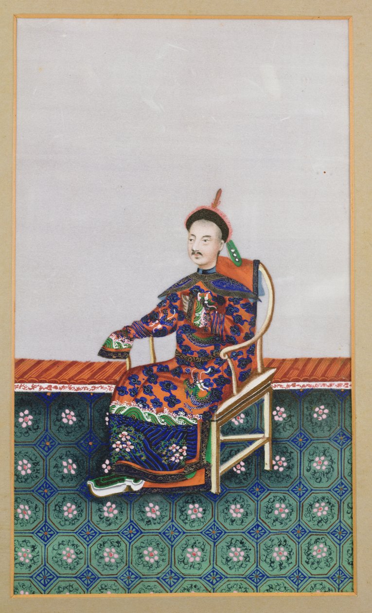 Retrato de um homem chinês (cor sobre papel) de Unbekannt