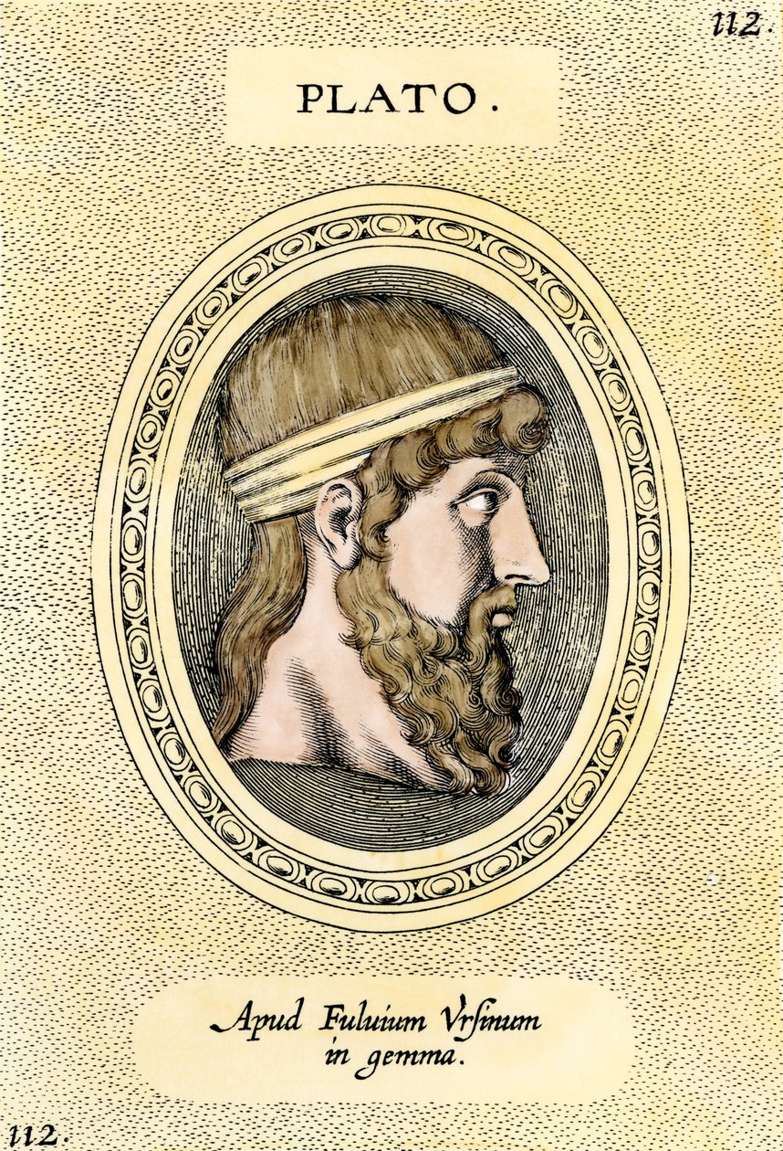 Retrato do filósofo grego Platão (428-348 a.C.) Gravura. de Unbekannter Künstler