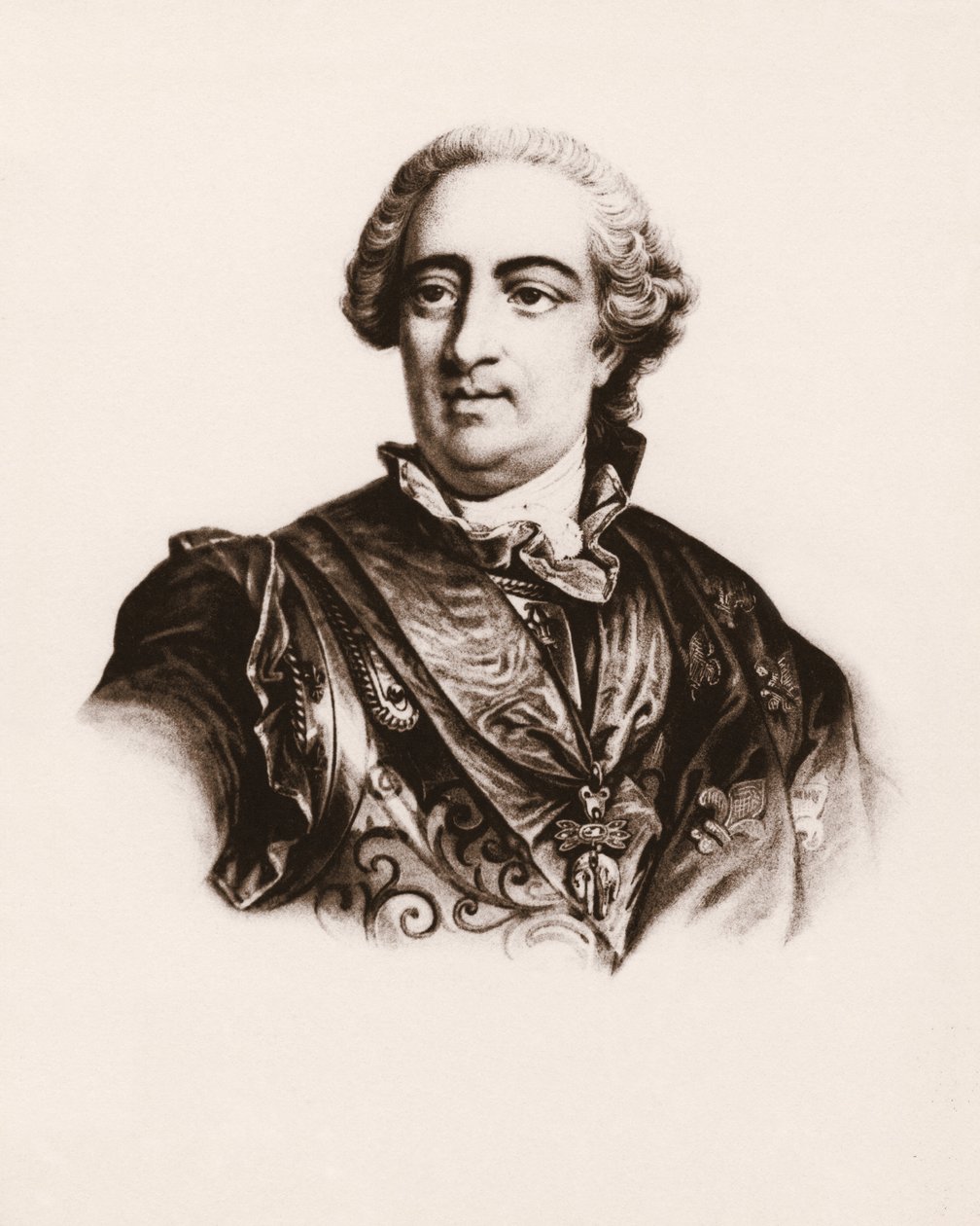 Retrato do rei de França Luís XV (1710-1774) Gravura do século XIX de Unbekannter Künstler