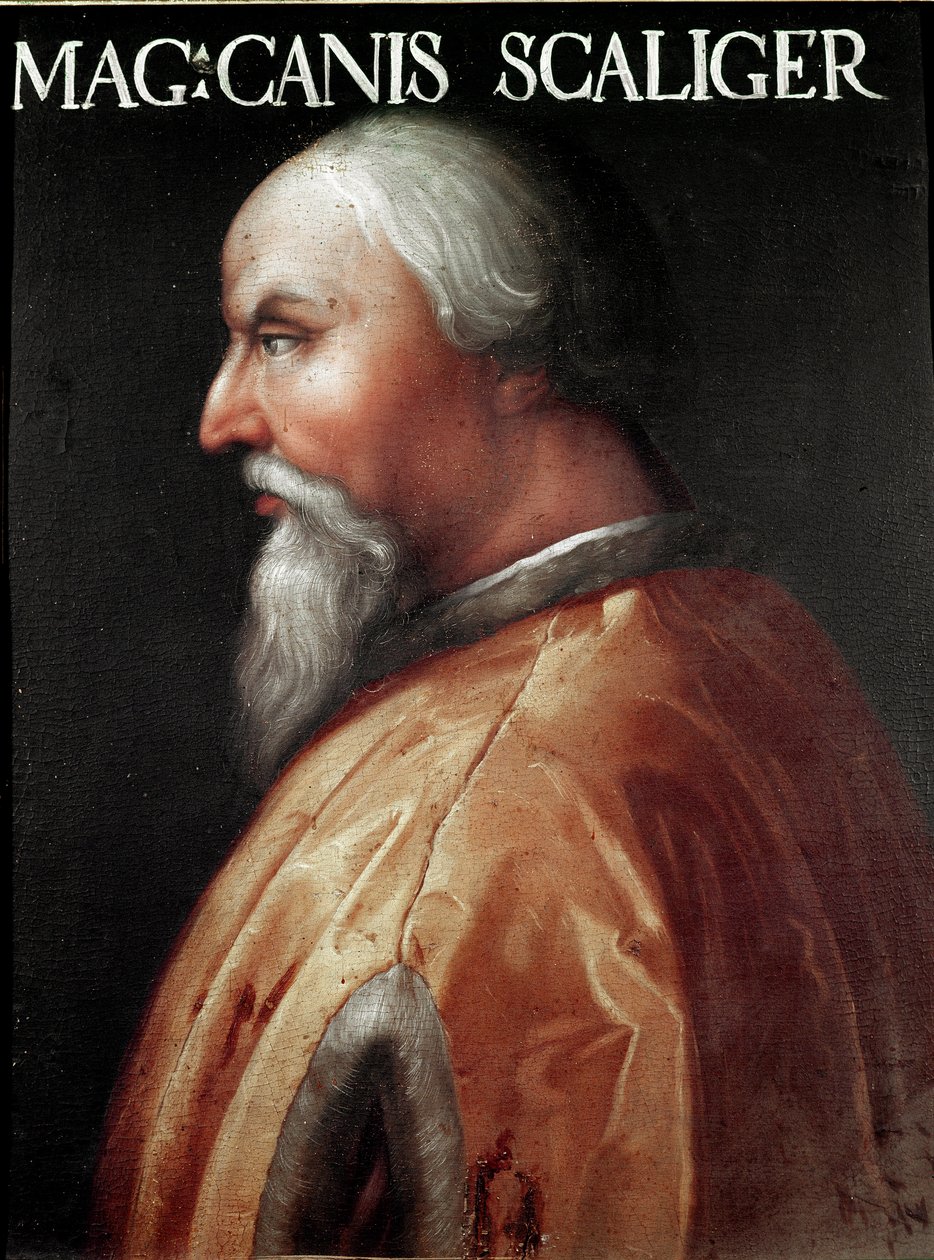 Retrato do Senhor de Verona Can Francesco della Scala chamado Cangrande I (1291-1329) pintura anônima. Galeria Uffizi (escritórios), Coleção Jovian de Unbekannter Künstler
