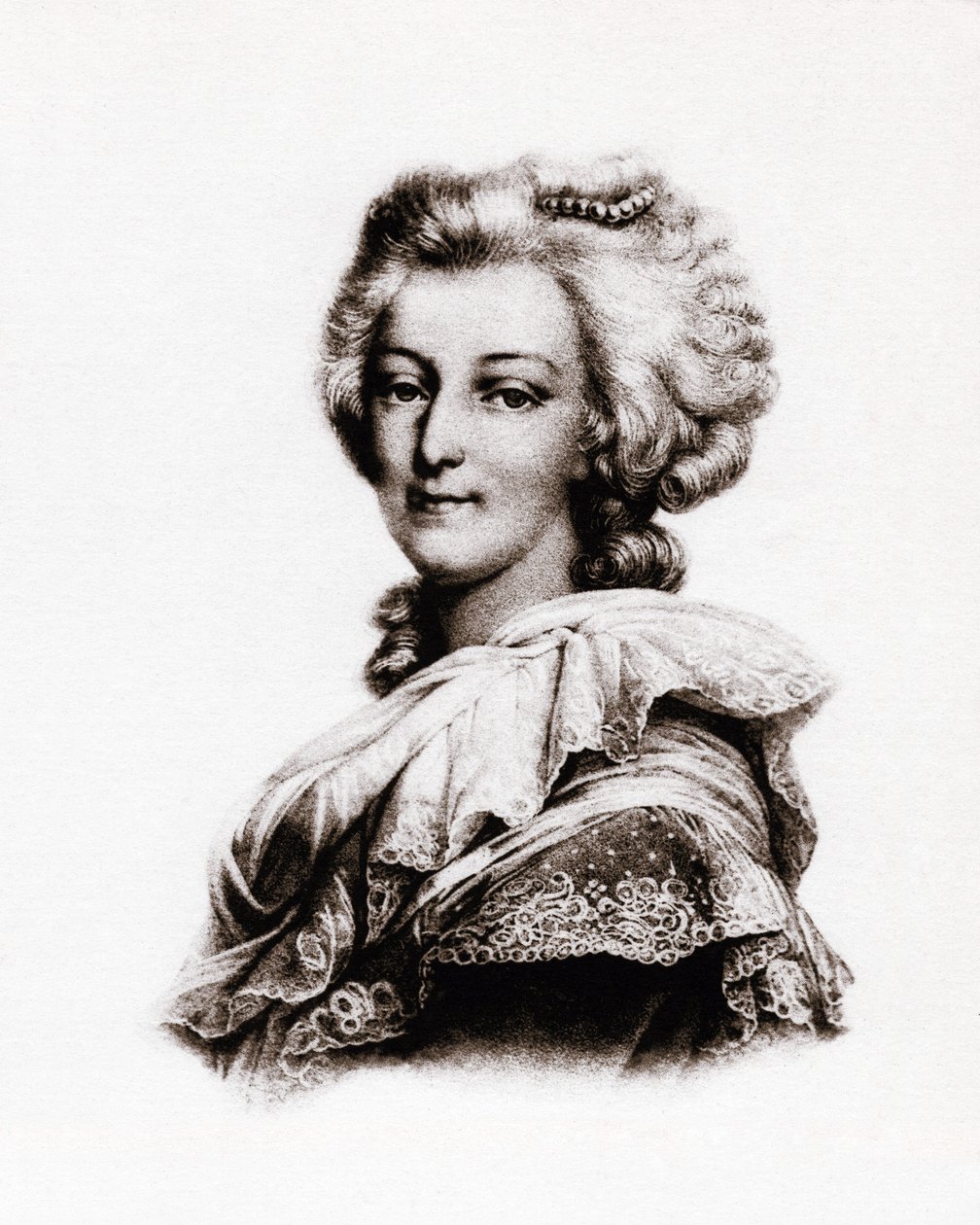 Retrato da rainha de França Maria Antonieta de Áustria (1755-1793) Gravura do século XIX de Unbekannter Künstler