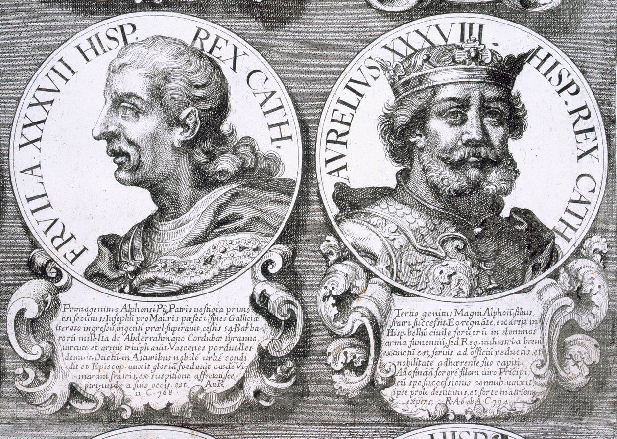 Retratos de Fruela I e Aurelius de Astúrias (litho) de Unbekannt