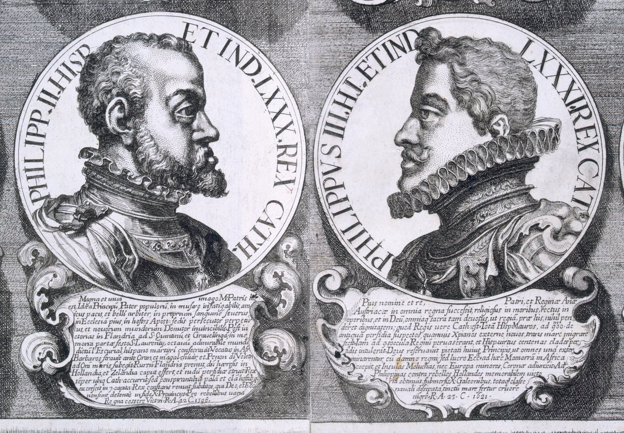 Retratos de Filipe II e Filipe III de Espanha (litho) de Unbekannt