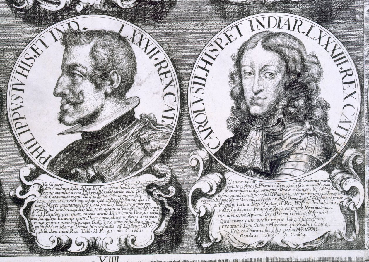 Retratos de Filipe IV e Carlos II (litho) de Unbekannt