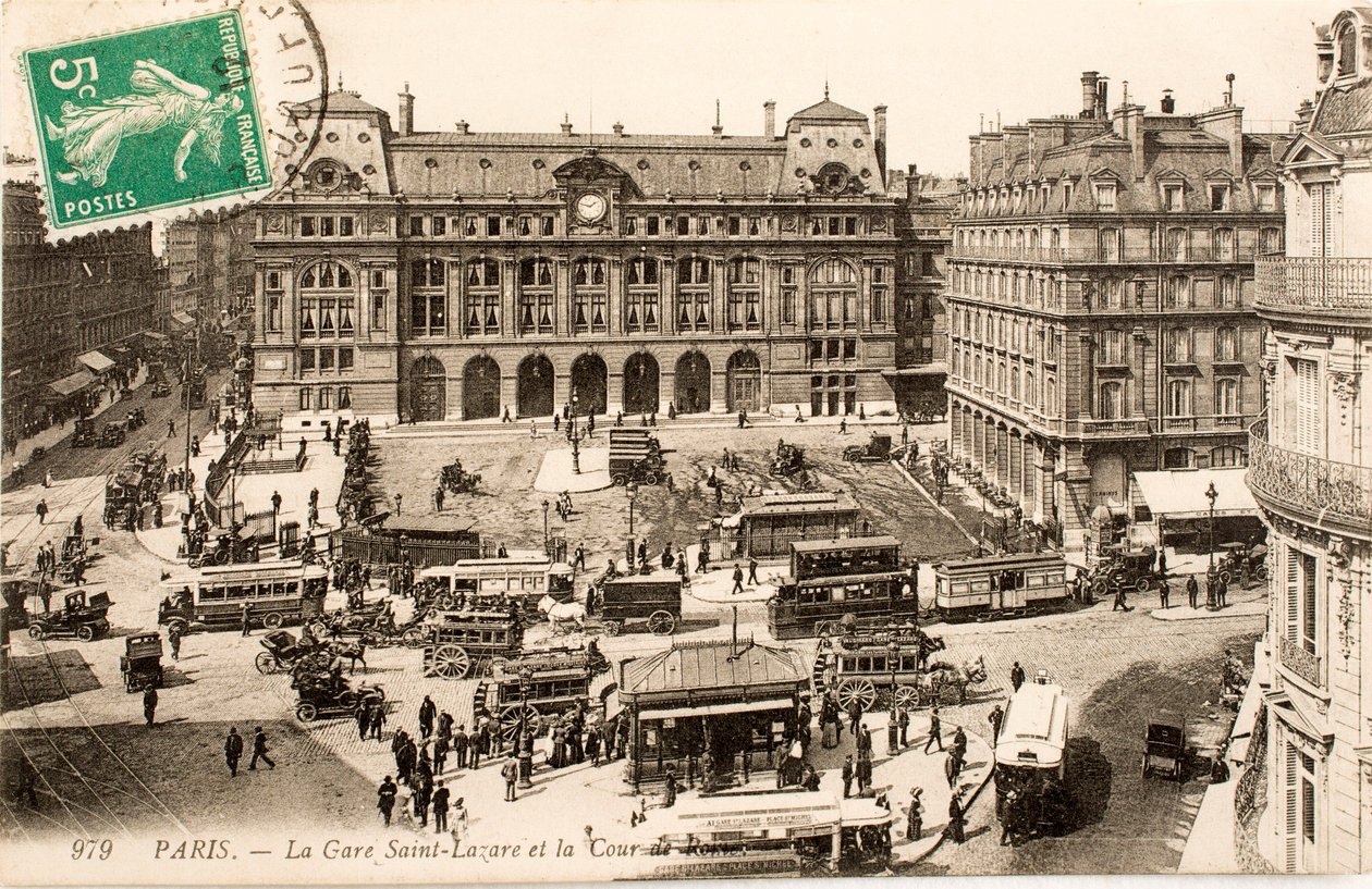Cartão Postal/Gare Saint Lazare/Paris/Seine/Ile de France/France de William M. Timlin