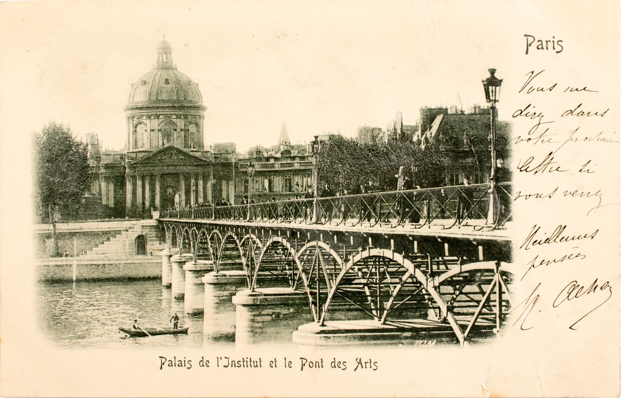 Postcard/The institute/Pont des Arts/Paris/Seine/Ile de France/France de William M. Timlin
