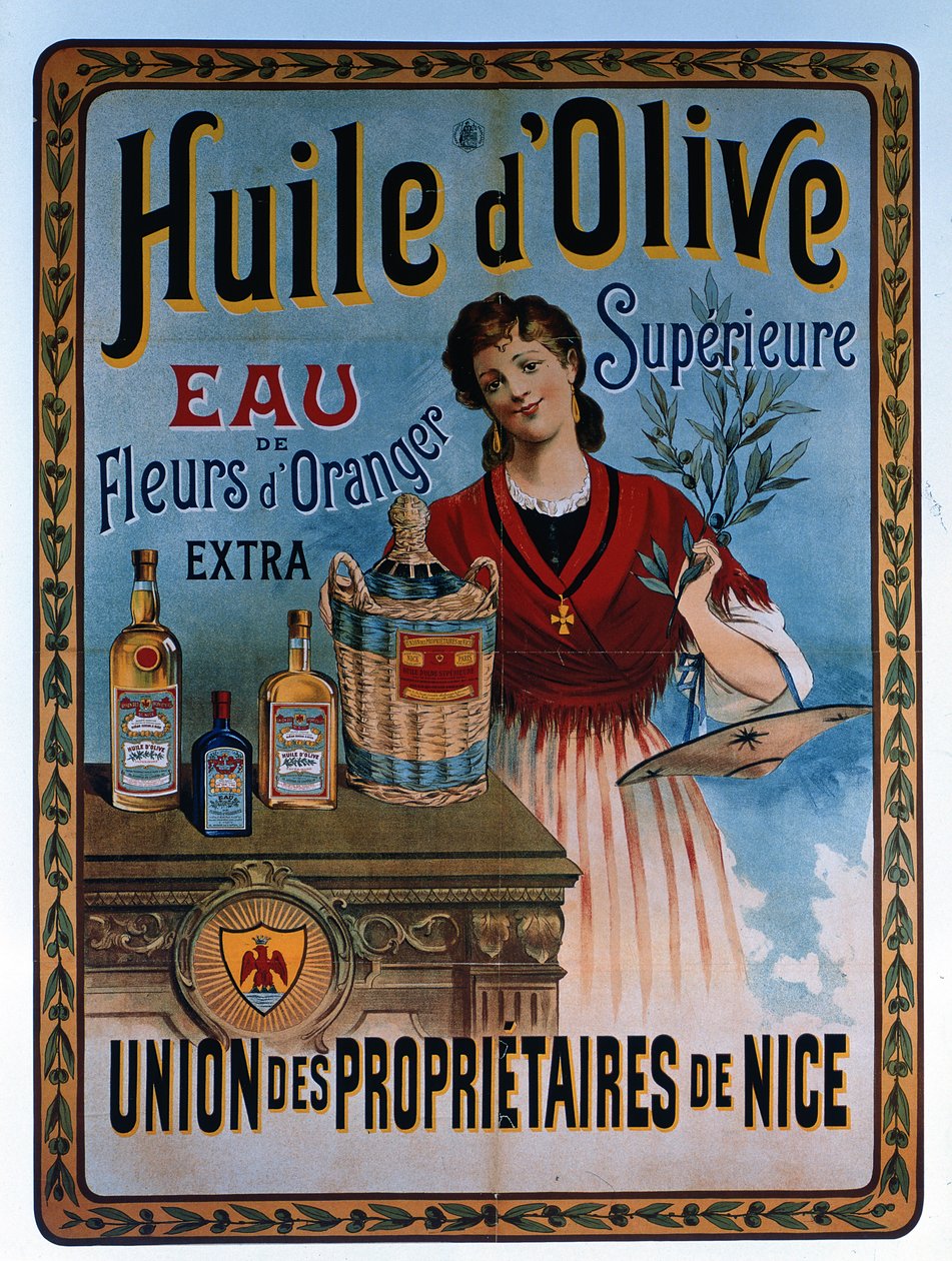 Cartaz publicitário do azeite produzido em Nice, França de Unbekannter Künstler