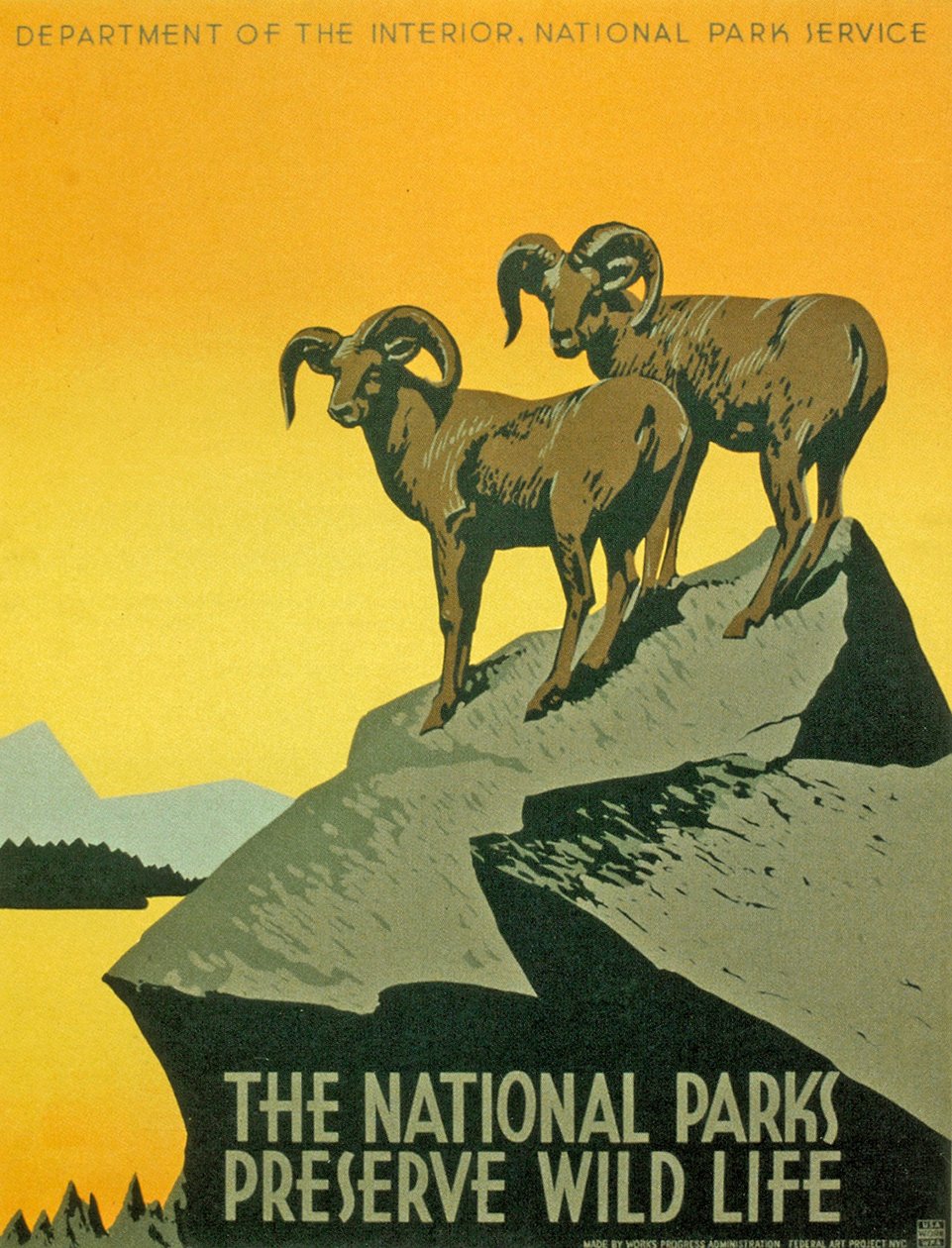 Cartaz promovendo a biodiversidade dos Parques Nacionais de Unbekannter Künstler