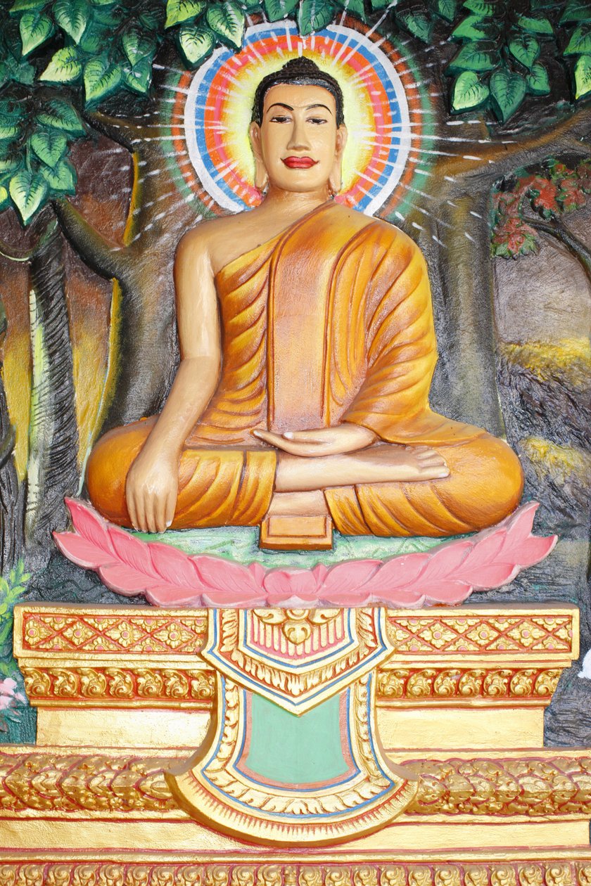 Pré-Aprometido Mosteiro de Rath Vida do BudaMeditação sobre uma flor de lótusO Buda mostrado em posição de toque de terra, Siem Reap, Camboja de Unbekannt