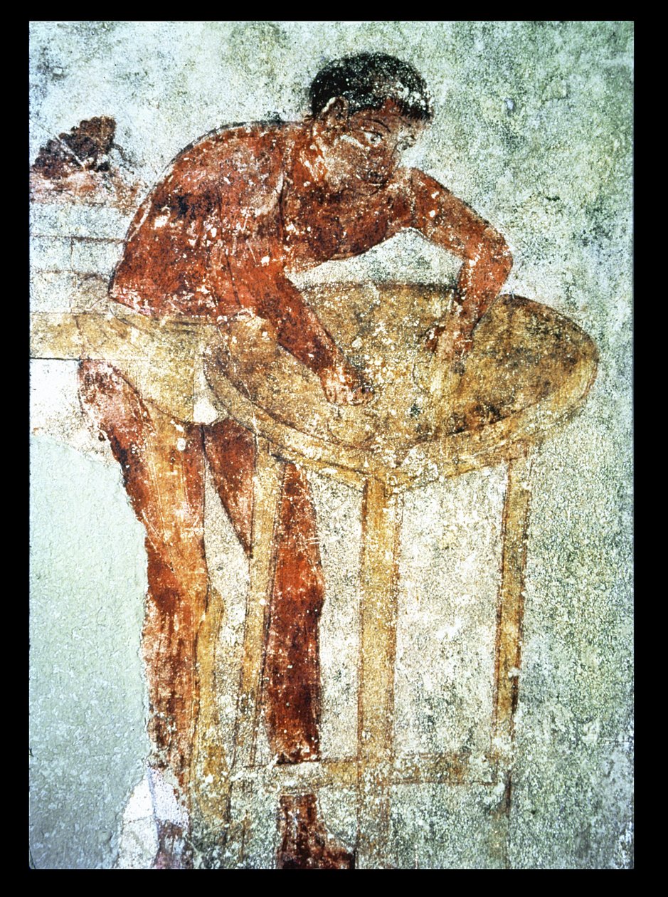 Preparando-se para um banquete, século 4 aC (pintura mural) de Unbekannter Künstler
