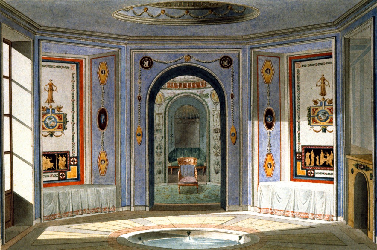 Projeto de uma casa de banho em Directoire, fim do século XVIII (aguarela) de Unbekannter Künstler
