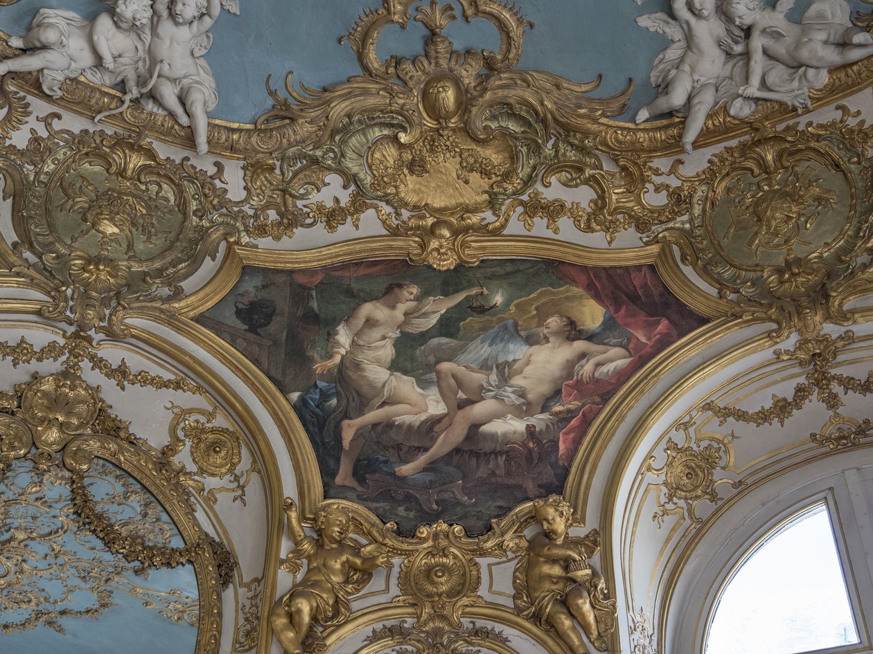Psyche a levantar a sua lâmpada para contemplar a sua noiva. Pintura de Charles Joseph Natoire (1700-1777) de Unbekannt