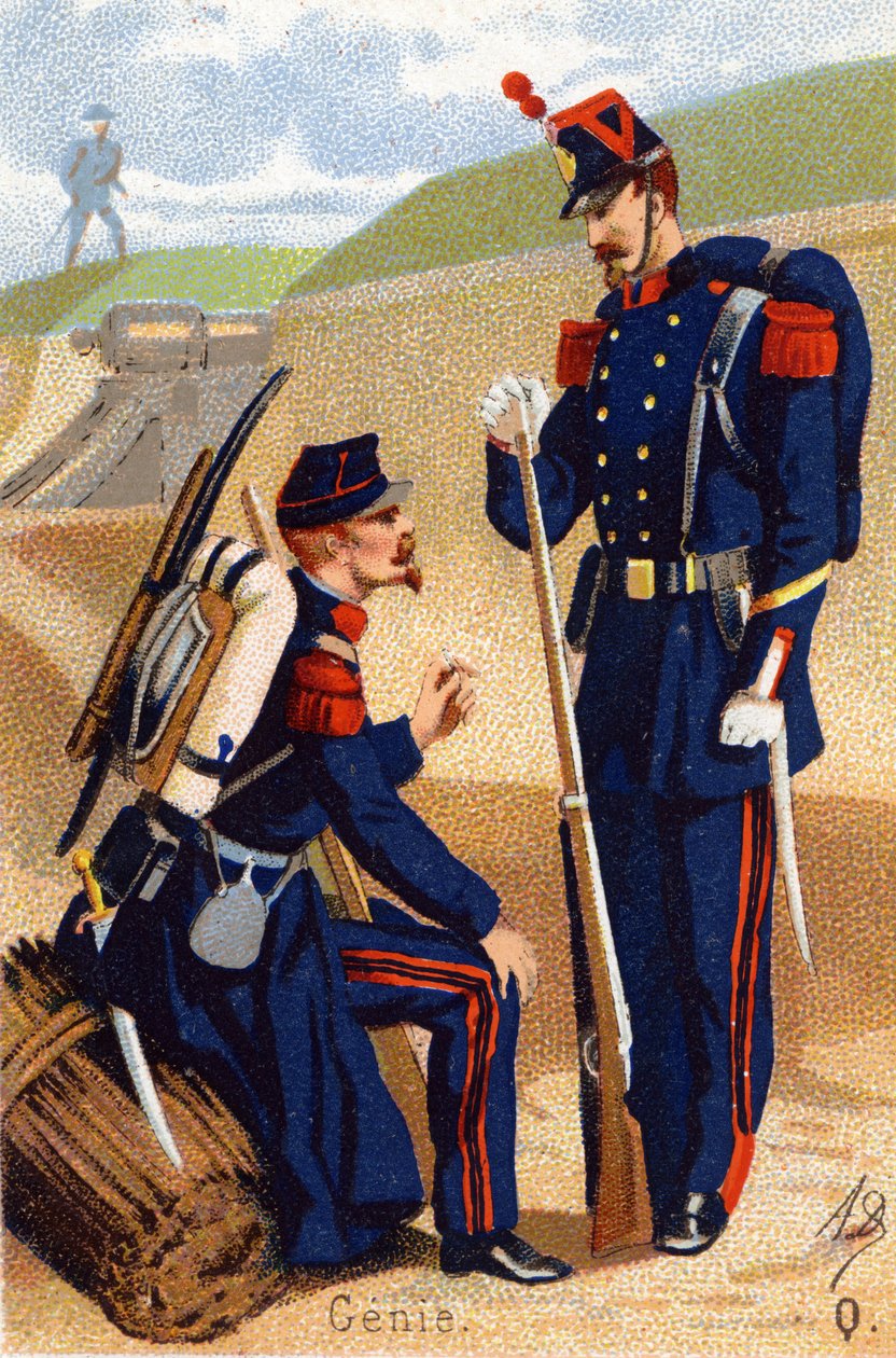 P: Génio. Gravura em "Alfabeto Militar" . As iniciais do Ilustrador: A. D. Editora desconhecida. Cromolitógrafos do final do século XIX. Dim: 10,5x7cm . de Unbekannt