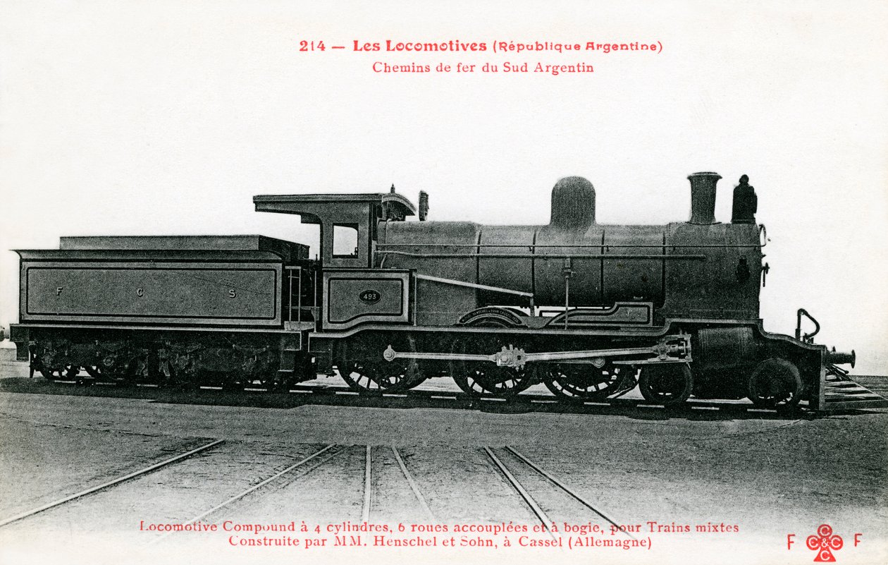 Carruagem ferroviária dos caminhos-de-ferro da Argentina do Sul de Unbekannter Künstler