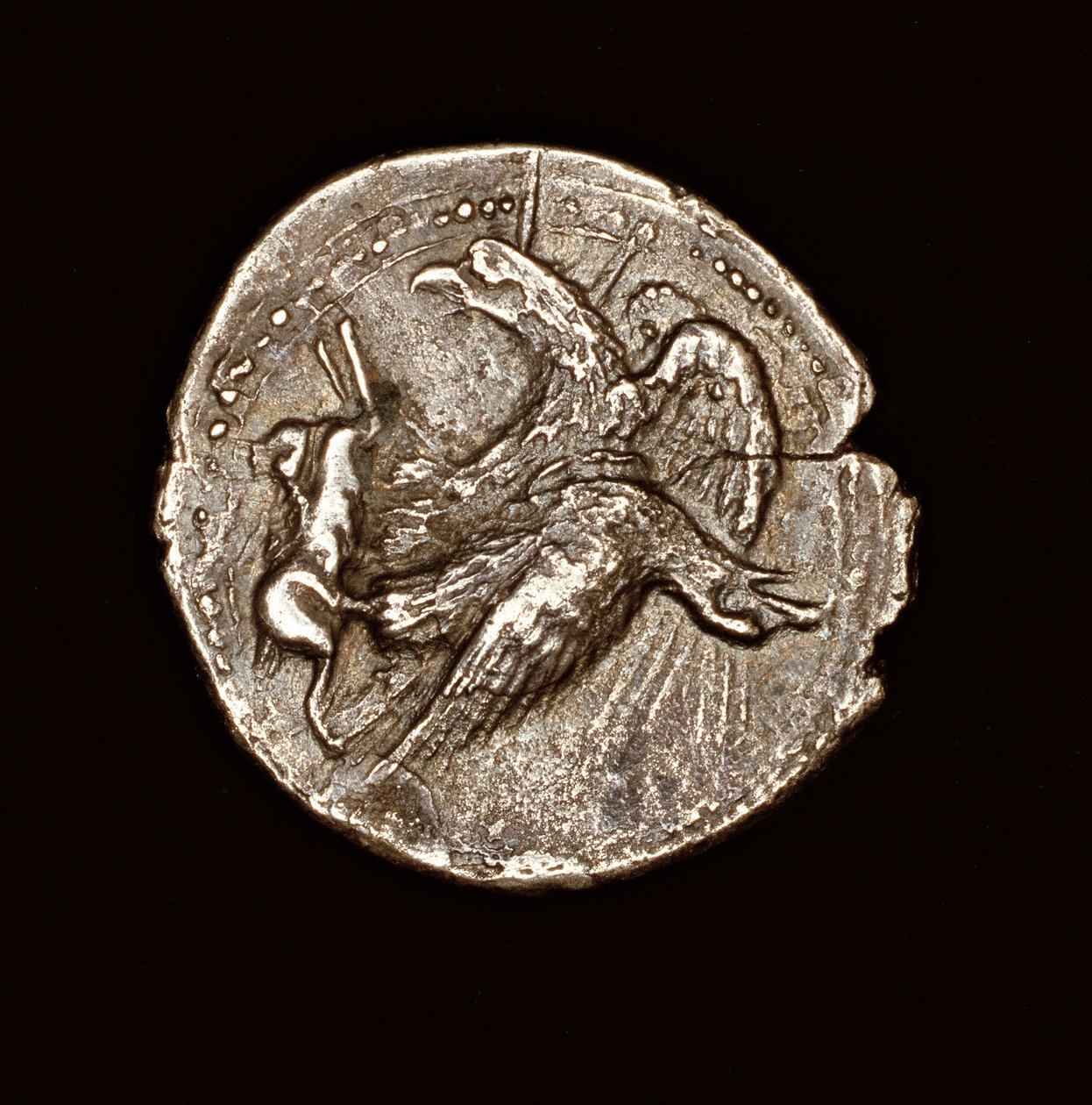Moeda grega antiga rara, tetrarca de prata, Agrigentum, águia com lebre, 411 a.C. (foto) de Unbekannter Künstler