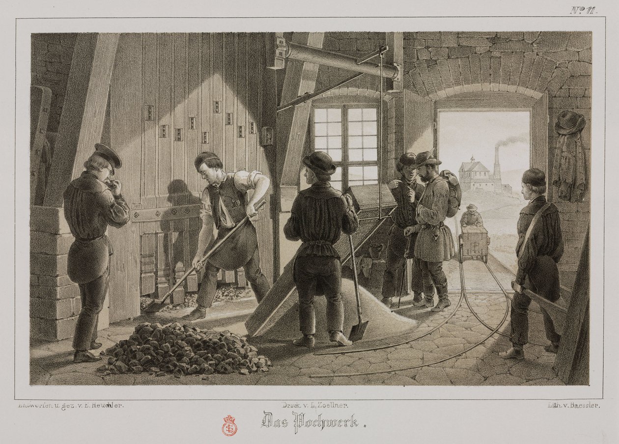 Processamento de Matérias-Primas, Metalurgia de Liberação do Minério, Alemanha, c 1851 de Unbekannt