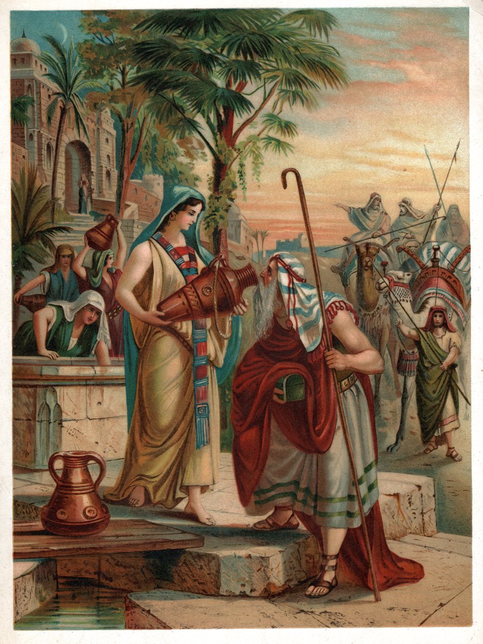 Rebecca no poço. (litho, cerca de 1900) de Unbekannter Künstler