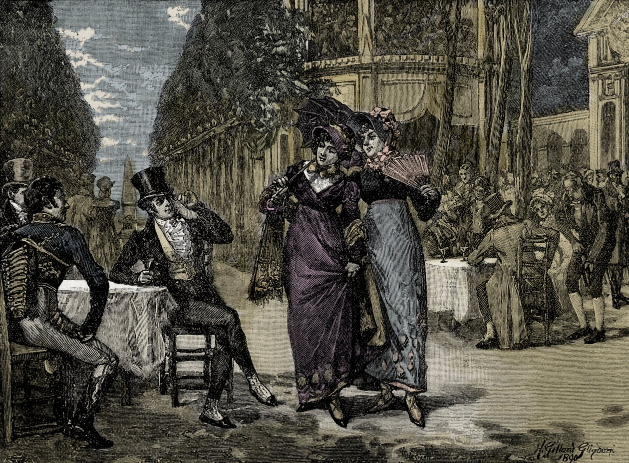 A moda da Regência: "Os Beaus e as Belles". de Unbekannter Künstler