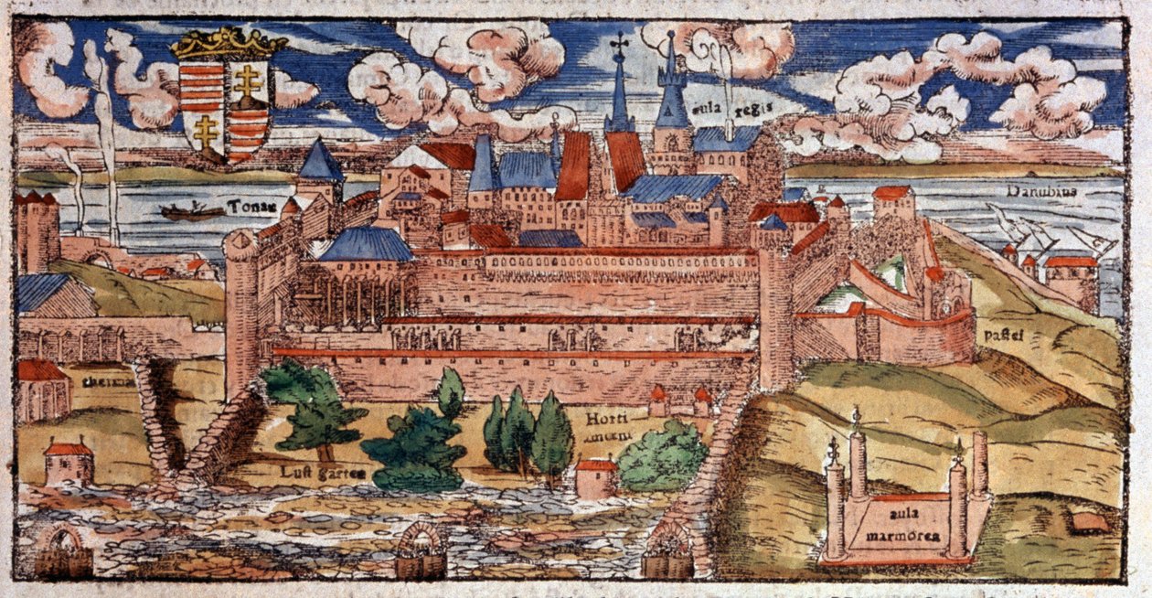 Buda (Hungria) reforçada, c. 1550 (gravura) de Unbekannter Künstler