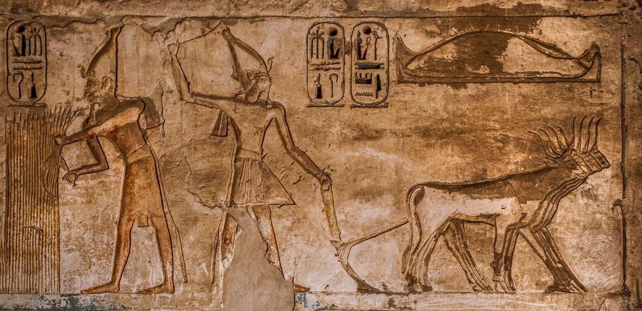 Alívio com cenas de fogo na parede nordeste do quarto 26, Medinet Habu, templo mortuário de Ramsés III, Luxor, Tebas-Oeste, Egipto, África (foto) de Unbekannter Künstler