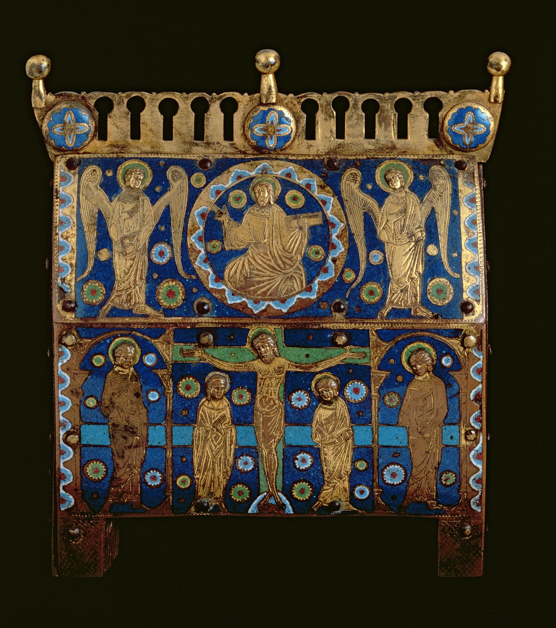 Caixão relíquia, decorado com placas de esmalte retratando a Crucificação e a Apoteose de Cristo, francesas, feitas em Limoges de Unbekannt