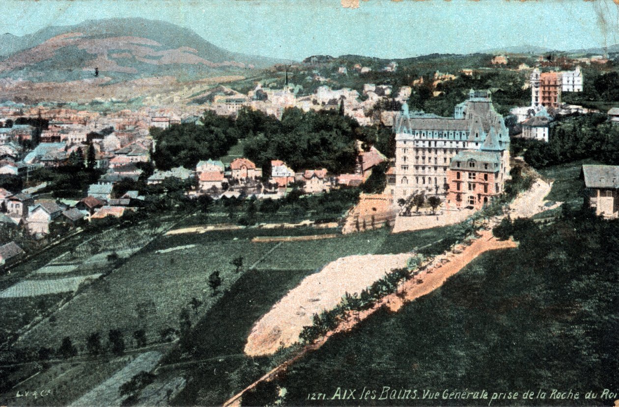 Rhone Alpes, Savoie (73), Aix les Bains (Aix-les-Bains): visão geral tirada do Roche du Roi - Cartão postal do final do século 19-20 de Unbekannt