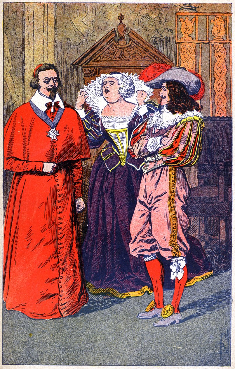 Richelieu, Marie de Medicis, Luís XIII, c.1910-20 (ilustração) de Unbekannter Künstler
