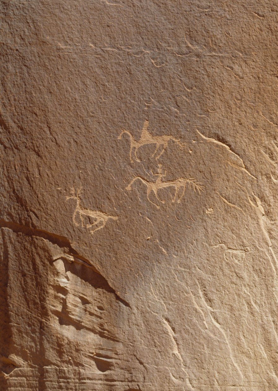 Gravuras rupestres, Ruína de Ledge, Monumento Nacional Canyon de Chelly, Arizona, EUA de William M. Timlin
