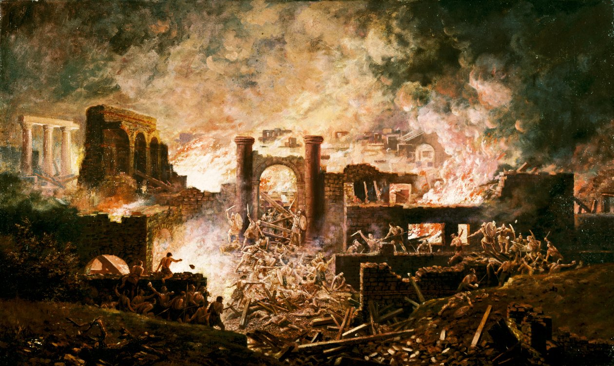 Cena de batalha romana (óleo sobre tela) de Unbekannter Künstler