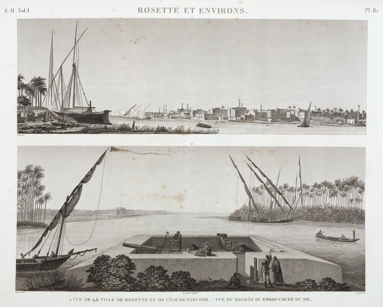 Roseta e a boca do Nilo, Egipto, c 1798 de Unbekannt