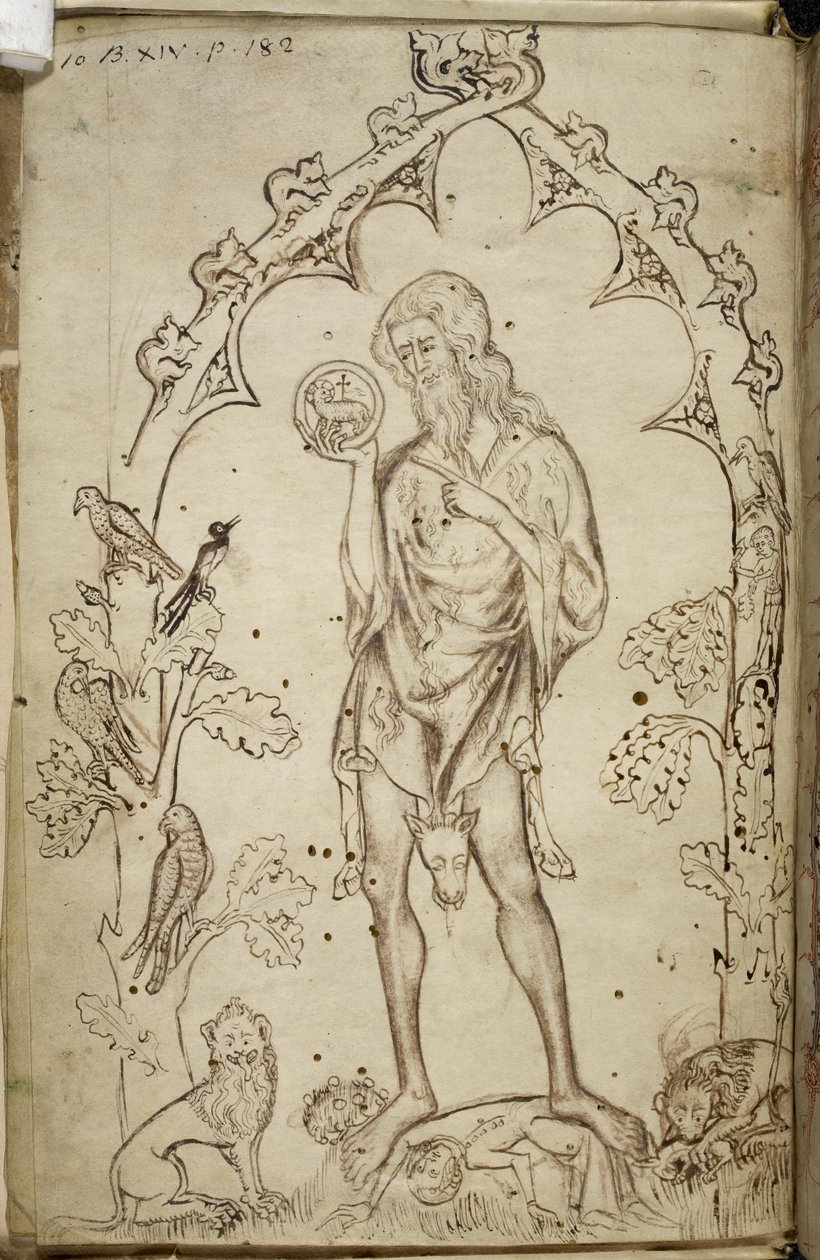 Royal MS 10 B XIV f.3 São João Baptista (caneta e tinta sobre papel) de Unbekannter Künstler