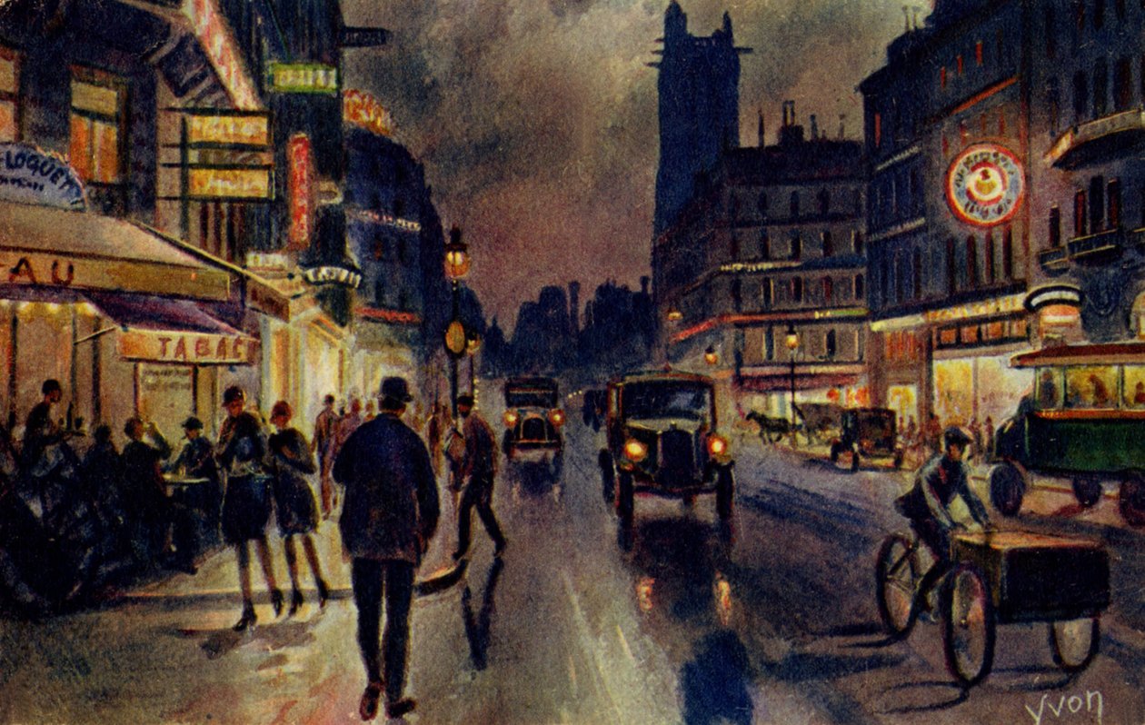 Rue de Rivoli, Paris, c.1933 (cartão postal) de Unbekannter Künstler