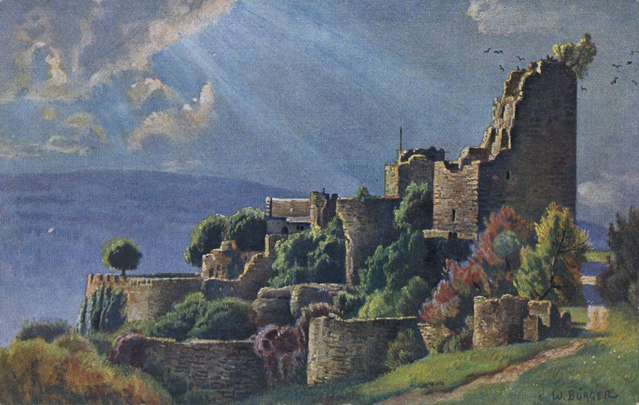 Ruínas do castelo de Luetzelburg nos Vosges, Lutzelbourg no departamento francês de Moselle de Unbekannter Künstler