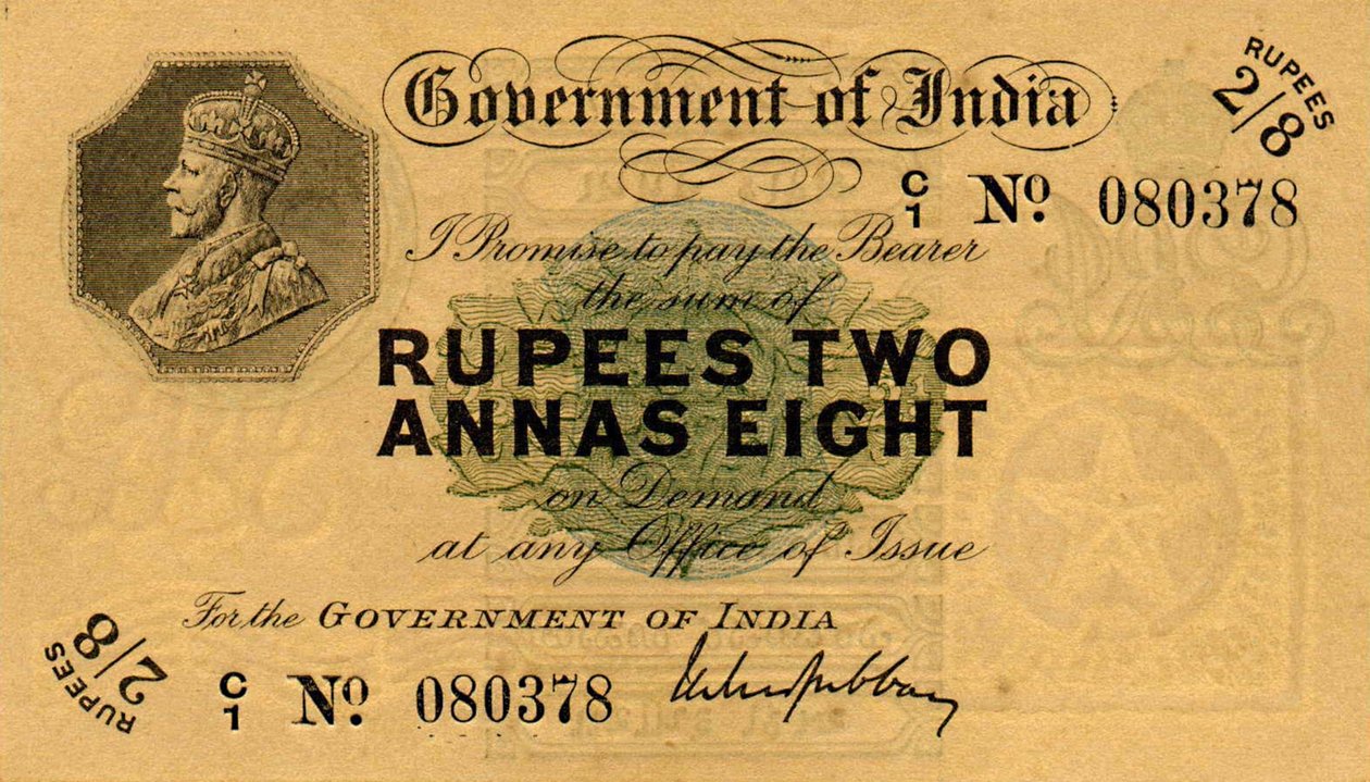 2 rupias e 8 anás, c.1918-26 de Unbekannter Künstler