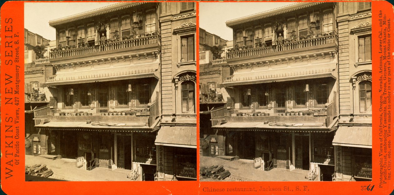 SF Restaurante Chinês (foto a p/b, cartão estereoscópico) de Unbekannt