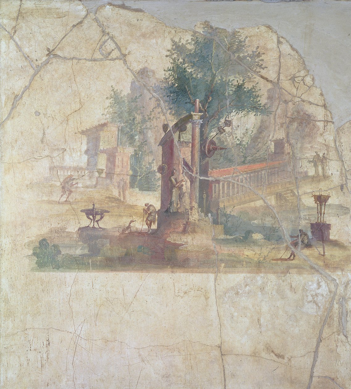 Paisagem sacro-idílica, da Villa de Agrippa em Boscoreale, século DC (afresco) de Unbekannt